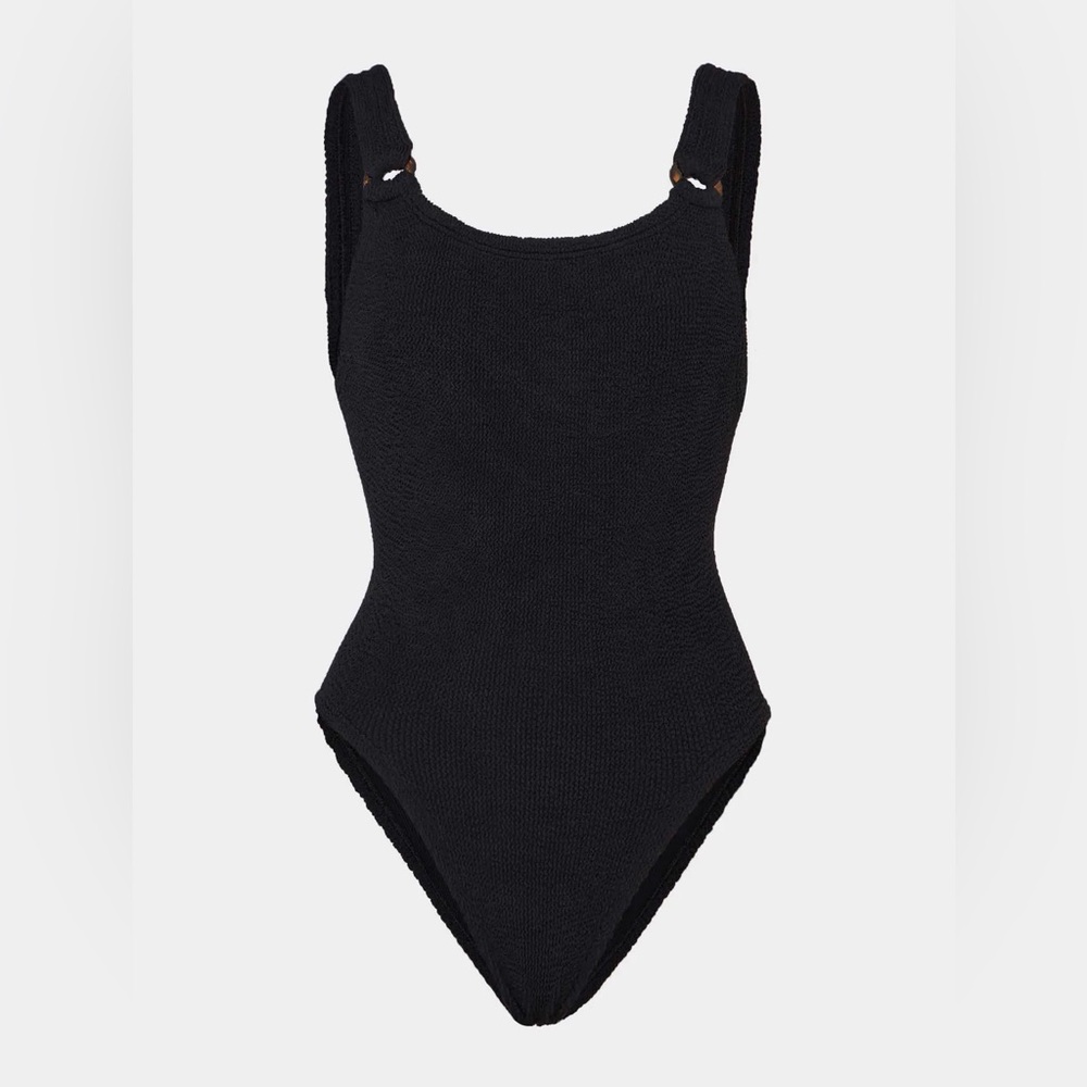 Hunza G Black Textured One-Piece Swimsuit